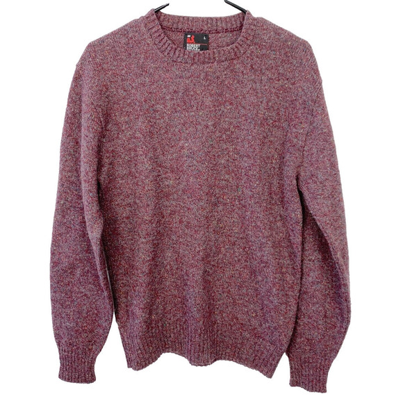 Vintage Robert Bruce Burgundy Confetti Wool Blend Sweater Mens Large Made in USA - Picture 1 of 5